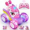 Carsky Remote Control Car RC Stunt Cars for Girl 360Stunt Rotation 4WD Remote Cars for Kids 3-6 Double Sided RC Car with LED Lig