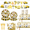 118pcs Construction 2nd Birthday Decor Construction Two Years Old Paper Dinner Plates Napkins Forks Cups Tablecloth Banner Dinne