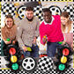 Charnoel 22 Pcs Race Car Balloons Inflatable Traffic Light, Foil Checkered and Tire Balloons, Transportation Decor for Construct