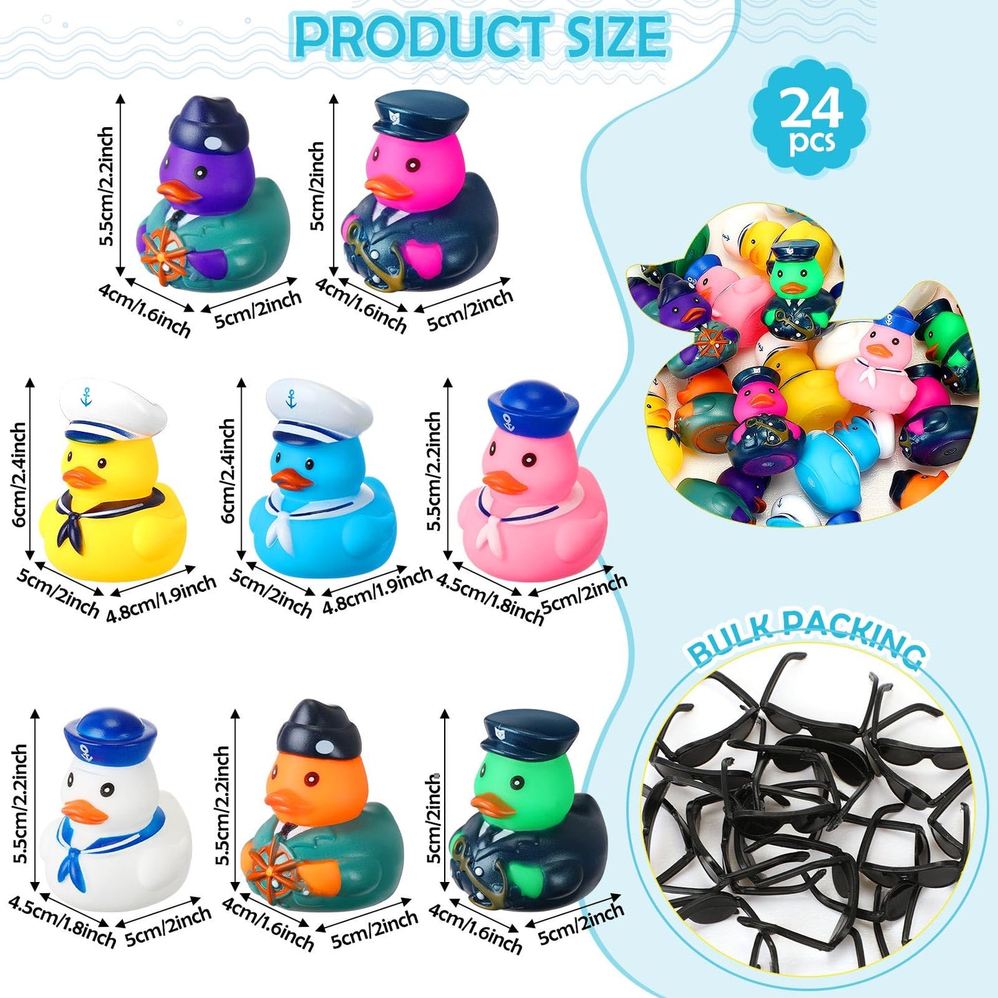 Rotatingpals 24 Pcs Halloween Cruise Ducks Light up Rubber Ducks Glow in The Dark Cruise Ship Hiding Accessories 2.4 Inch Nautical Sailing Rubber Decor for Thanksgiving Christmas Party Favor Birthday