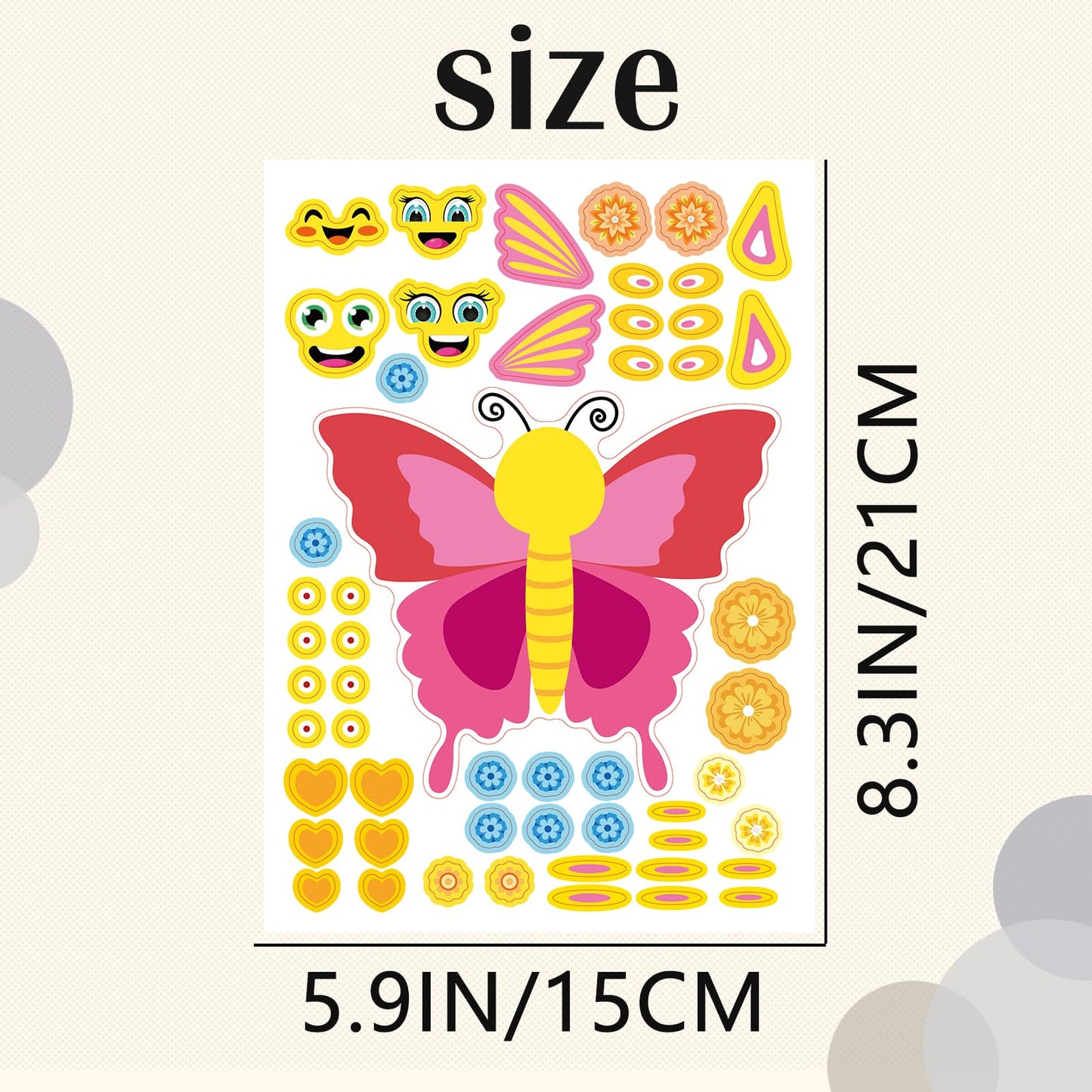 24 Sheets Butterfly Make A Face Sticker Sheets For Kids Todders Activities, Make Your Own Stickers For Kids Birthday Party Favor