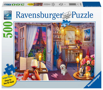 Ravensburger Cozy Bathroom Jigsaw Puzzle - 500 Piece Large Format | mature-themed Friendly | Unique Softclick Technology Vibrant & Glare-Free | FSC-Certified Sustainable Product