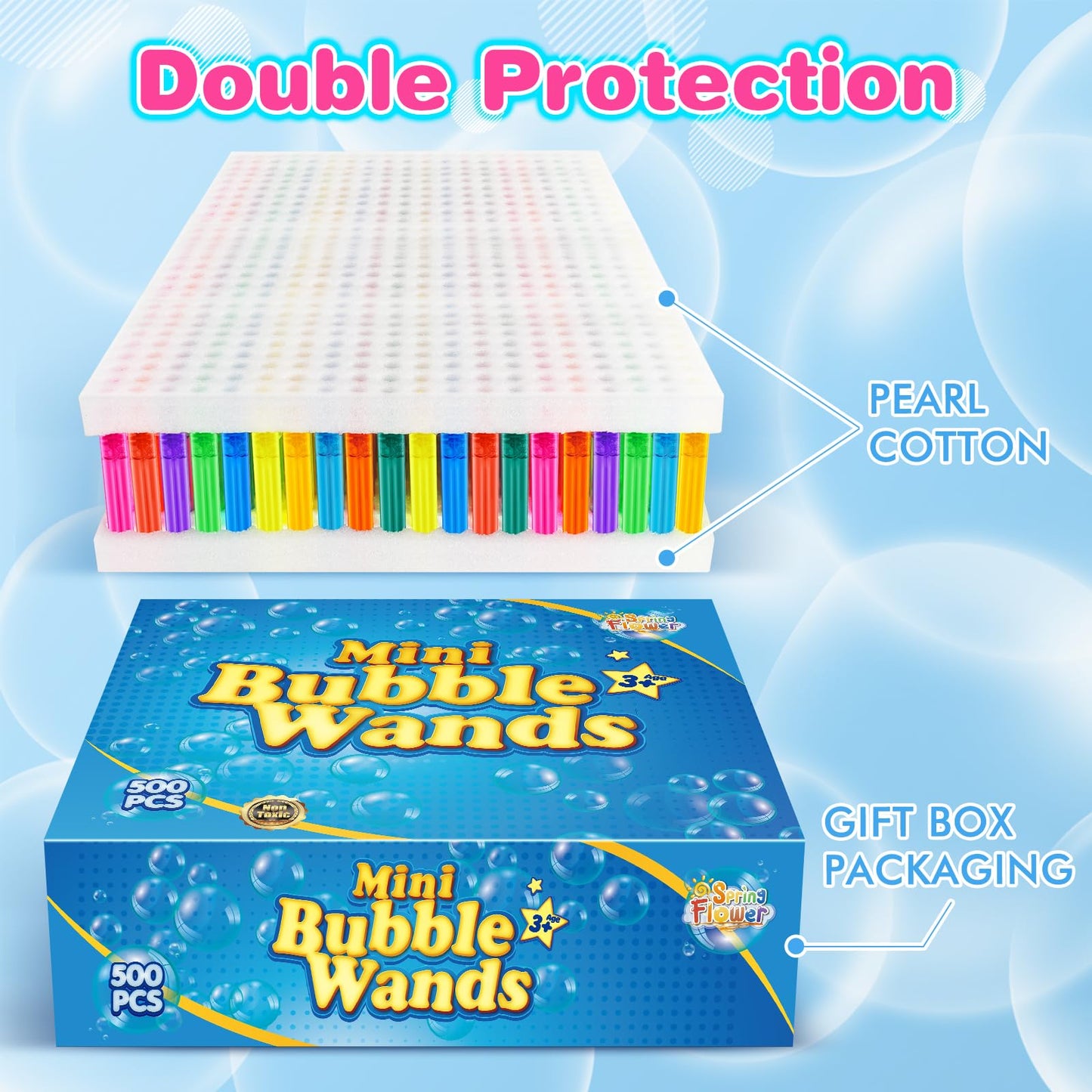 SpringFlower 500 PCS Mini Bubble Wands,Bubble Maker Toys for Kids,Summer Outdoor Bubble Activities,Bubble Party Favors Assortmen