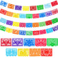 Boao 4 Packs 65.6 Feet Cinco De Mayo Party Decorations Mexican Banner Fiesta Plastic Papel Picado Banner Garland Dia De Los Muer