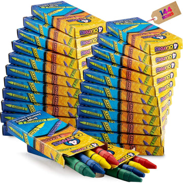 Bedwina Bulk Crayons - 576 Crayons - Case Of 144 4-Packs, Premium Color Crayons Bulk School Supplies For Kids And Toddlers Bulk Non-Toxic For Party Favors, Restaurants, Goody Bags Stocking Stuffers