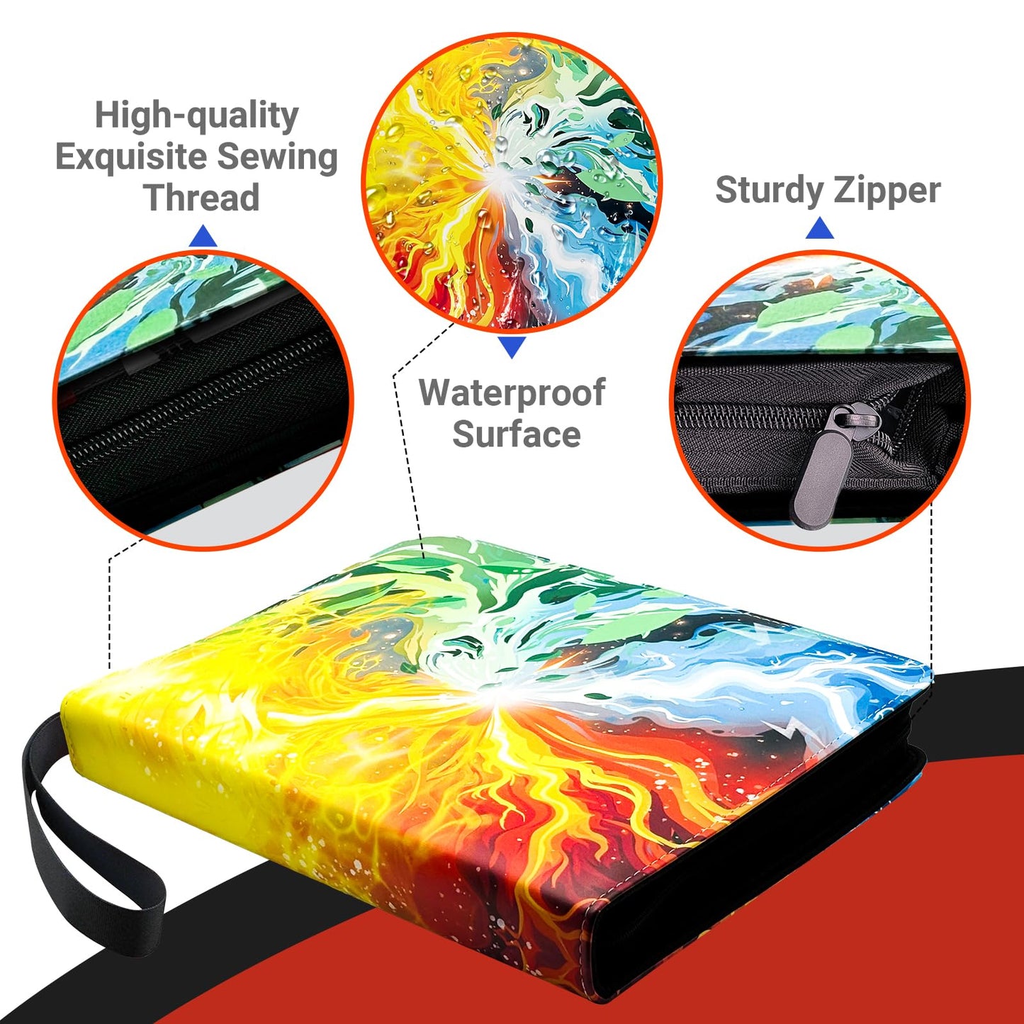 Trading Card Binder for TCG Cards  4-Pocket Portable Card Collector Ablum Holder Book Fits 400 Cards with 50 Removable Sleeve  Waterproof BKM Card Binder Display Storage Carrying Cases for TCG-Storm