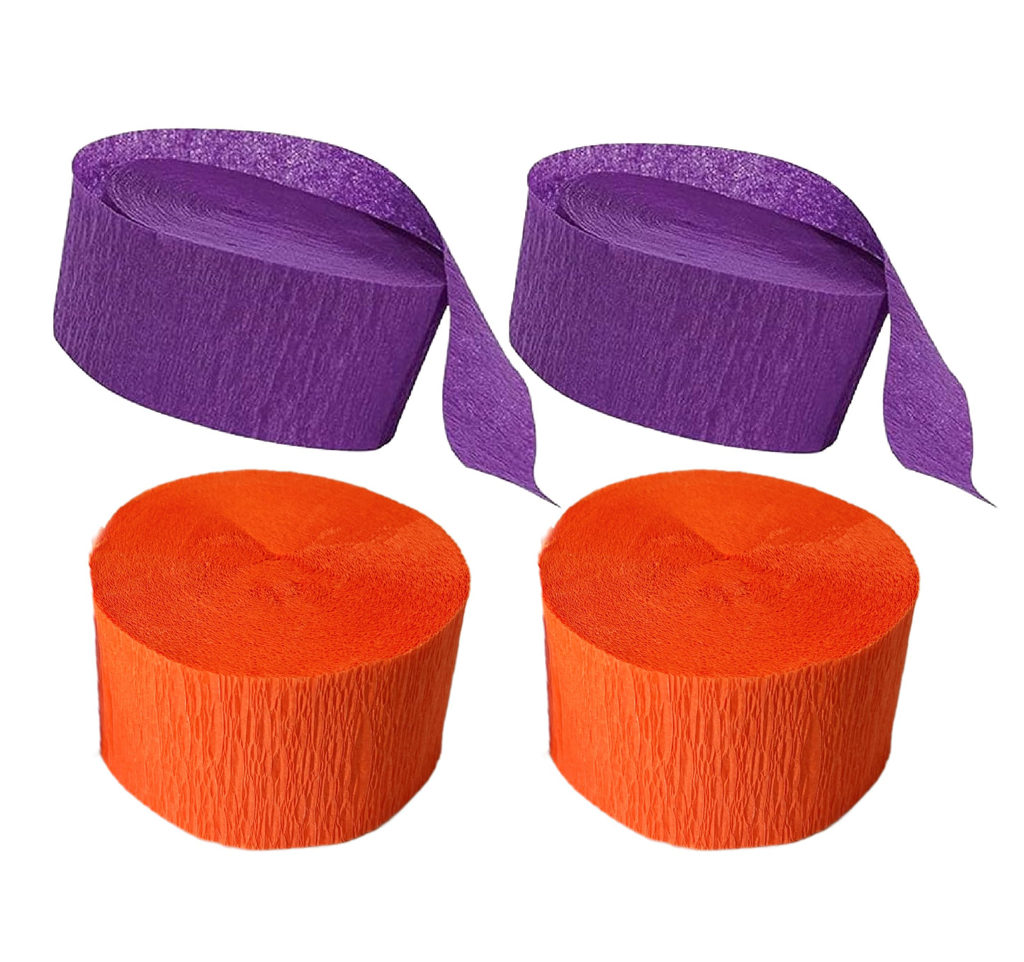 Purple and Orange Crepe Paper Streamers (2 Rolls Each), Made in USA