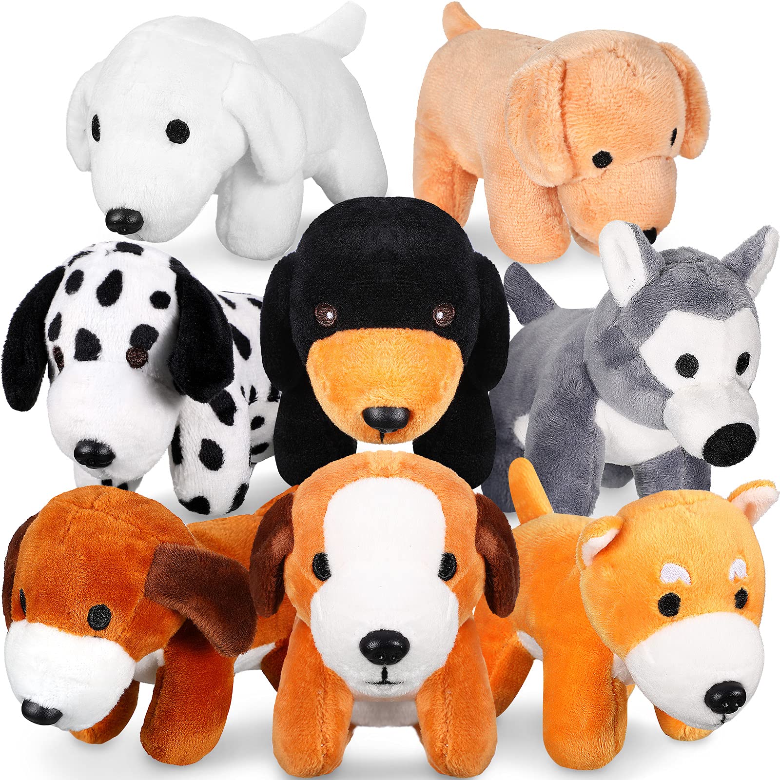 Sumind 8 Pieces Plush Dogs 5 Inch Stuffed Animals Bulk Assorted Cute Stuffed Dogs Small Animal Plush Toys For Girls Boys Graduat