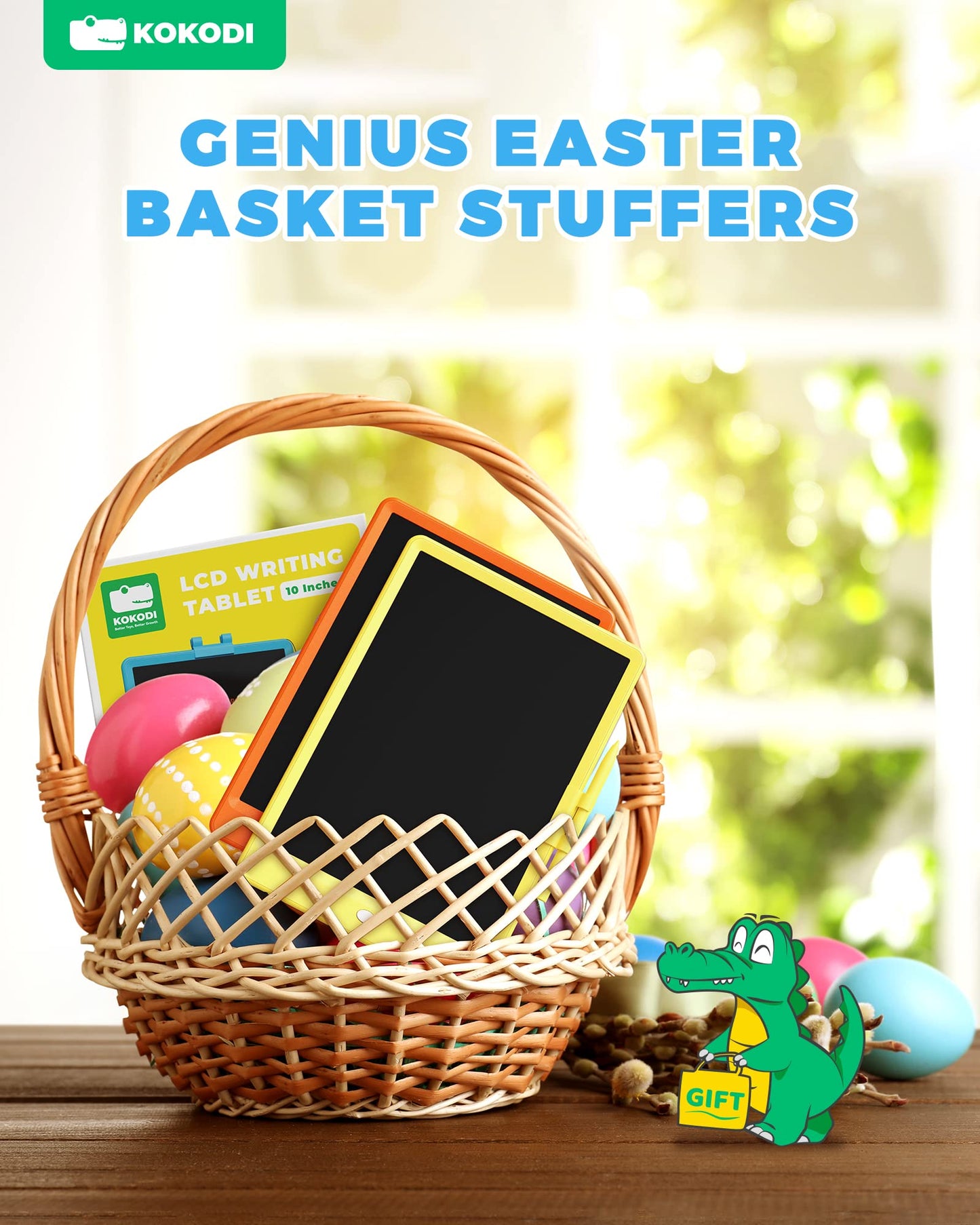 KOKODI LCD Writing Tablet, 10 Inch Colorful Toddler Doodle Board Drawing Tablet, Erasable Reusable Electronic Drawing Pads, Educ