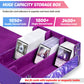 Uaono Card Storage Box For Mtg, Trading Card Deck Box Holds 1800+ With 6 Dividers, Leather Printing Magnetic Closure Card Storage Case Fits Tcg Ccg Sports Cards (Violet, Lotus)