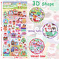 Christmas 3D Puffy Stickers For Kids Toddlers Crafts, Small Xmas Bulk Stickers For Cards Envelopes , Mini Foam Christmas Stickers With Glitter Santa Snowman Trees, Winter Holiday Stickers 8 Sheets.