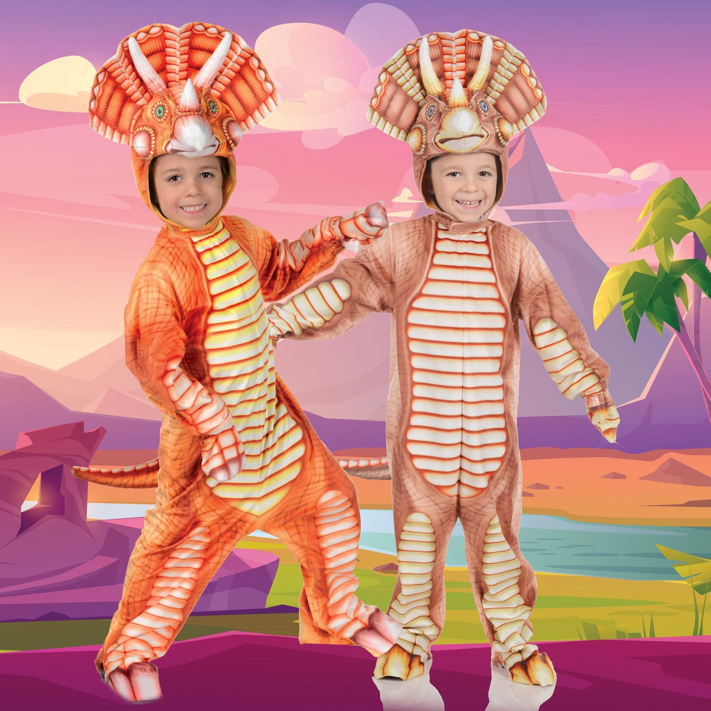 Underwraps Unisex Child Children'S T-Rex Dinosaur Printed Jumpsuit Costume, Yellow, X-Large Us