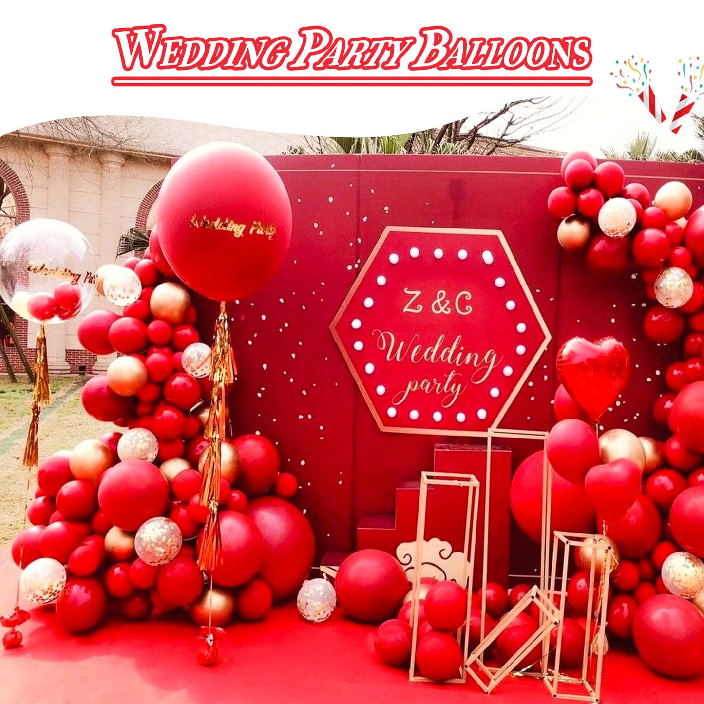 Kawkalsh Red Balloon Arch Kit 111Pcs 18 12 5 Inch Latex Party Balloons Garland For Birthday Baby Shower Wedding Engagement Anniv