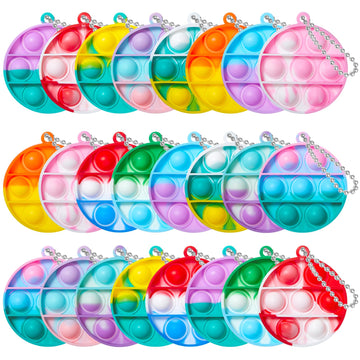Toanwod 24Pcs Pop Fidget Toys Party Favors For Kids: Goodie Bags Stuffers Stocking Stuffers - Bulk Pop Keychain Carnival Treasur