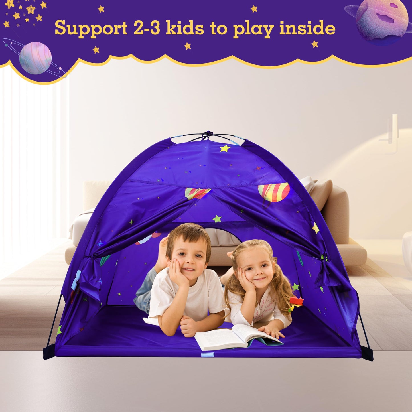 Homfu Kids Play Tent Outdoor Boys Indoor Playhouse For Children Tents Toddler Girls Gift Game Play Housetoys (Purple)