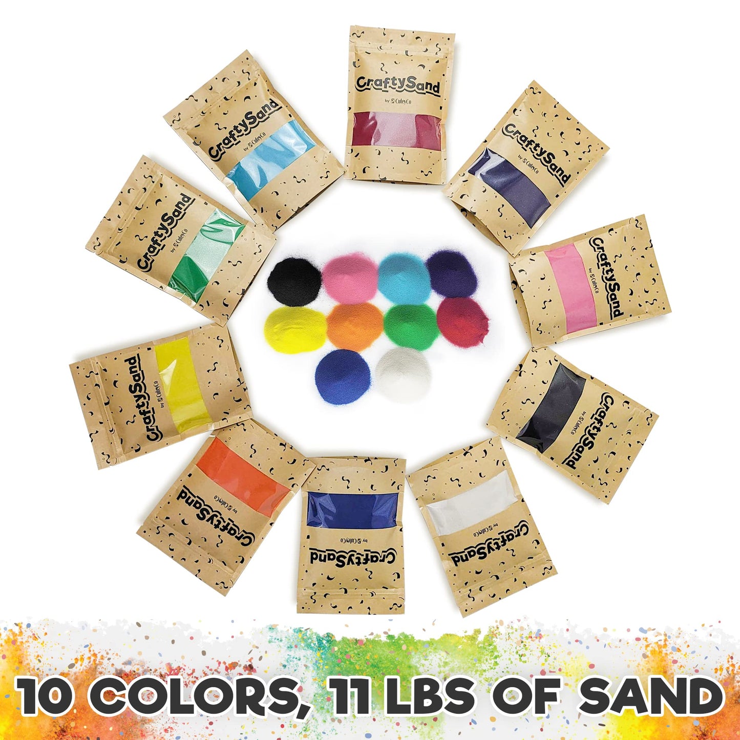 CuteyCo Crafty Sand for Kids - 10 Colors: 3 lbs of Vibrant Craft Sand & Play Sand