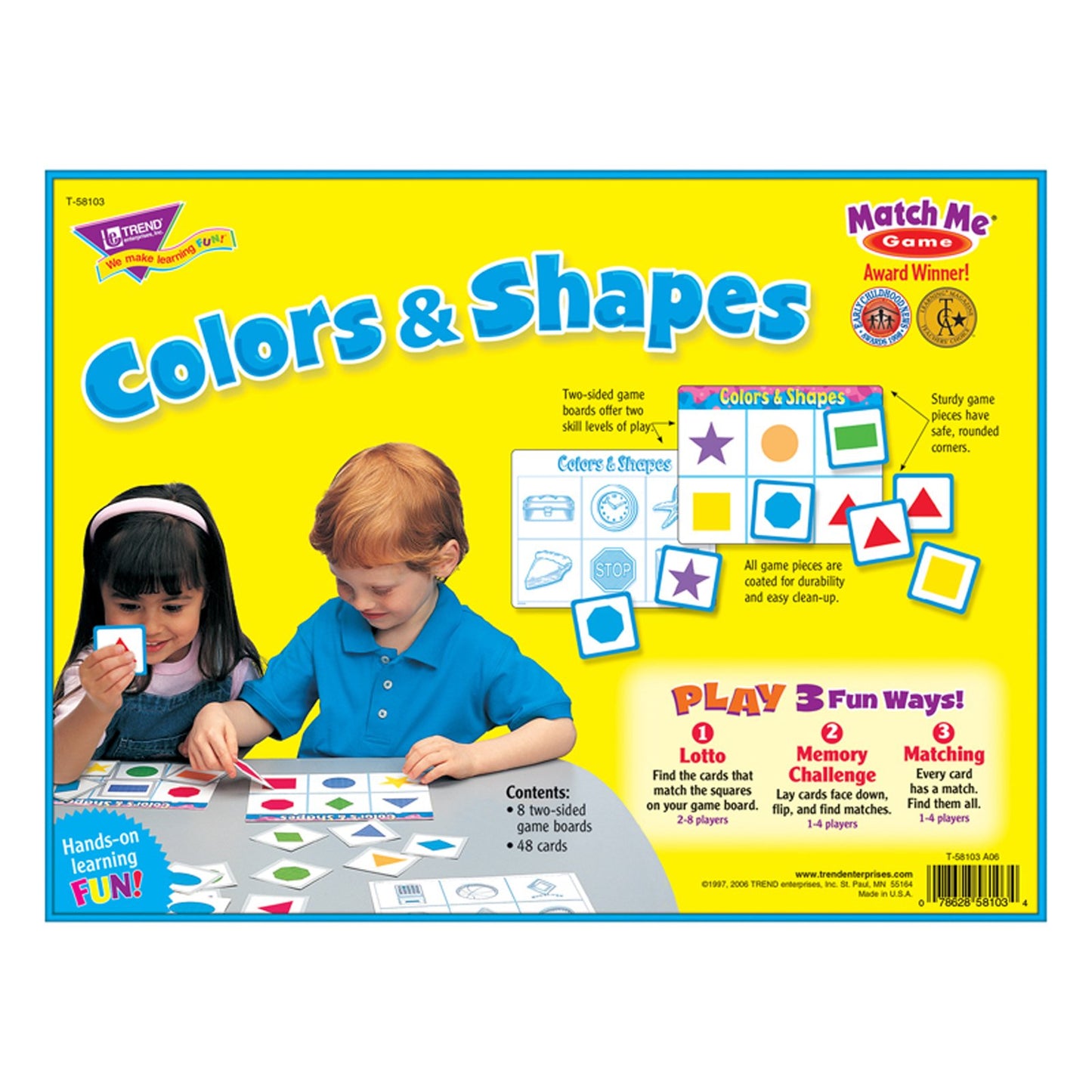 Trend T58103 Trend Colors And Shapes Match Me Game, Ages 3-6