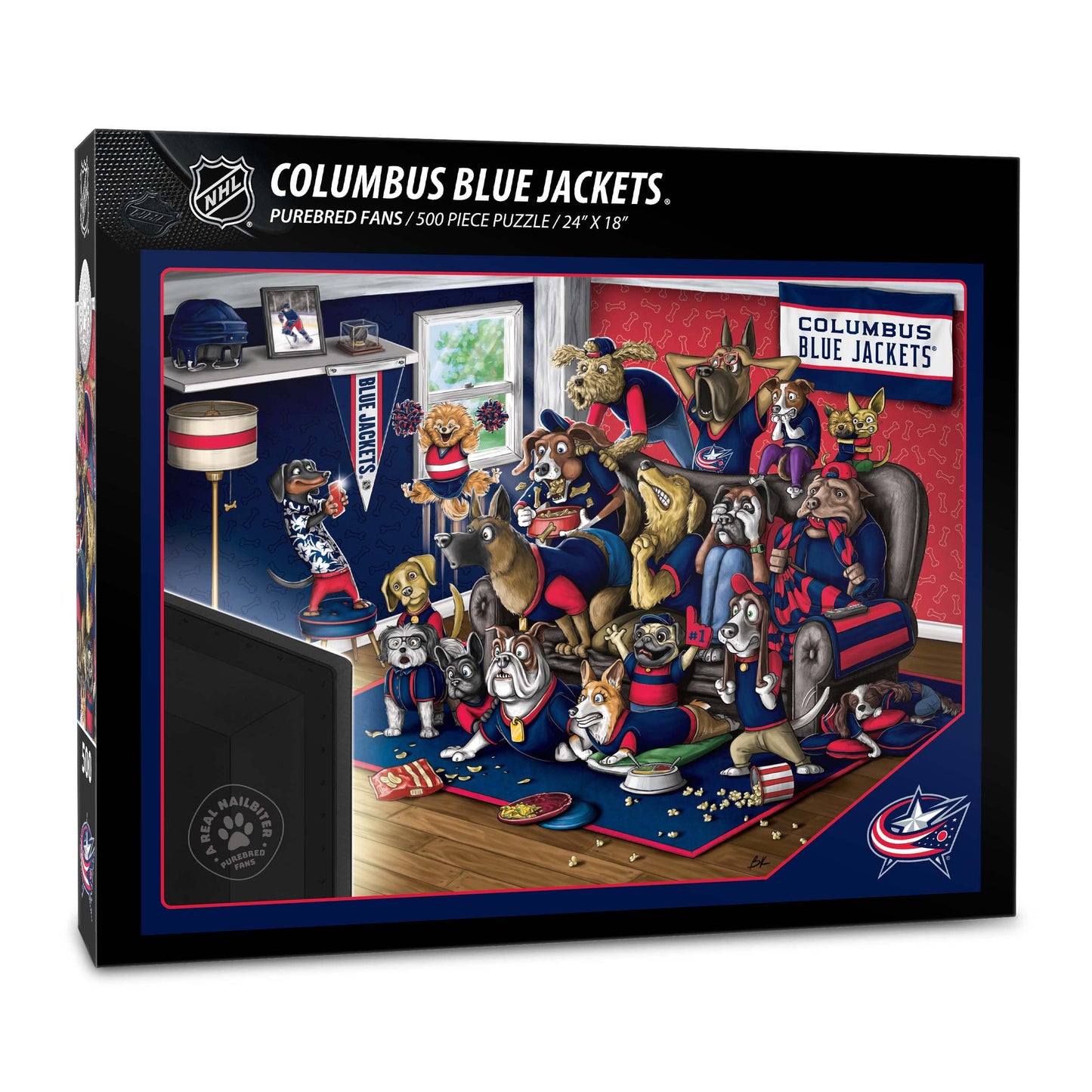Youthefan Nhl Columbus Blue Jackets Purebred Fans 500Pc Puzzle - A Real Nailbiter