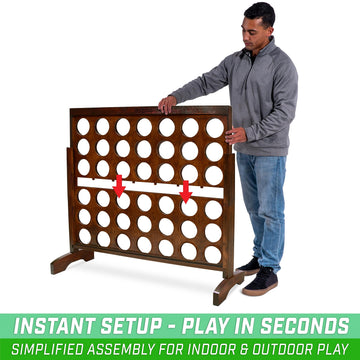 Gosports 4 Foot Width Giant Portable 4 In A Row Game - Huge Size With Carry Case And Rules, Brown