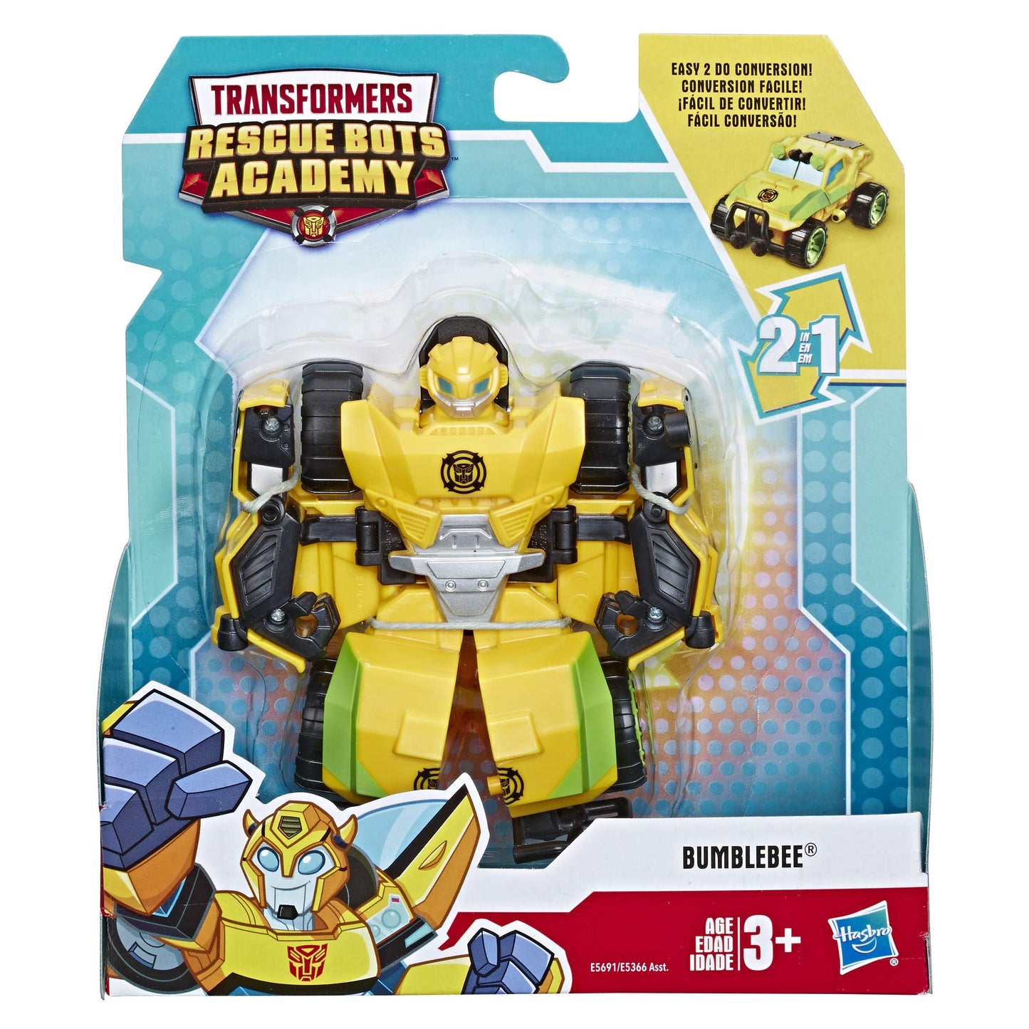 Transformers Playskool Heroes Rescue Bots Academy Bumblebee Converting Toy Robot, 4.5' Action Figure, Toys For Kids Ages 3 & Up