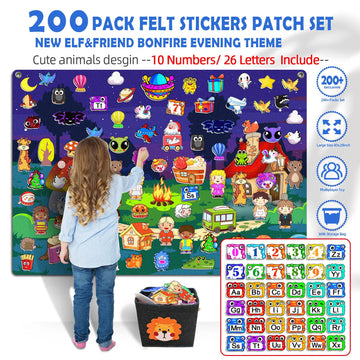 200Pcs Felt Story Board Set with Storage Bag Preschool Teaching Wall Flannel Busy Board Bonfire Party Themed Early Learning Inte