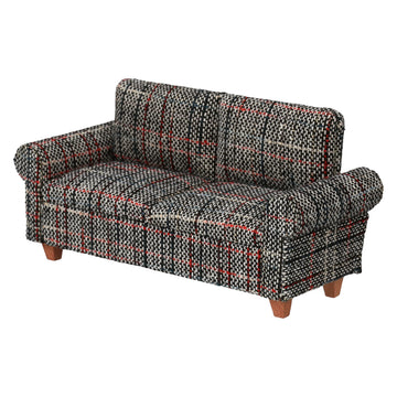 Brown Dollhouse Sofa Couch, Miniature Living Room Furniture Loveseat, Accessories For 6 Inch Dolls, 1/12 Scale, Retro
