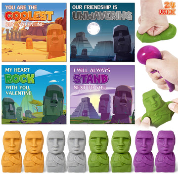 ShyLizard 24 Pack ValentineS Day Cards for Kids, ValentineS Cards with Squeeze Toys, Stretchy Toys for Classroom School Valentin