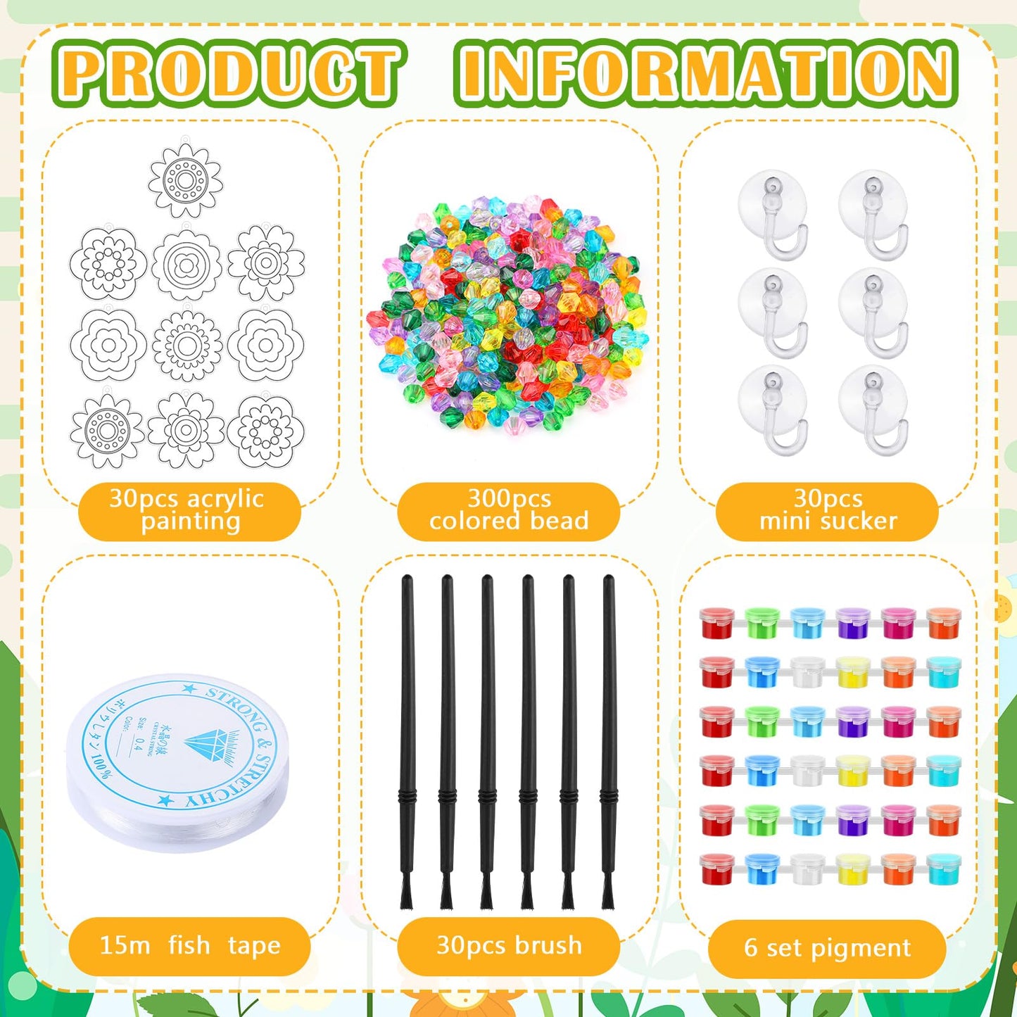 WinnerWhy 30 Sets Mothers Day Suncatchers Window Art Kits, Spring DIY Sun Catchers Crafts Paint Your Own Window Ornaments for B