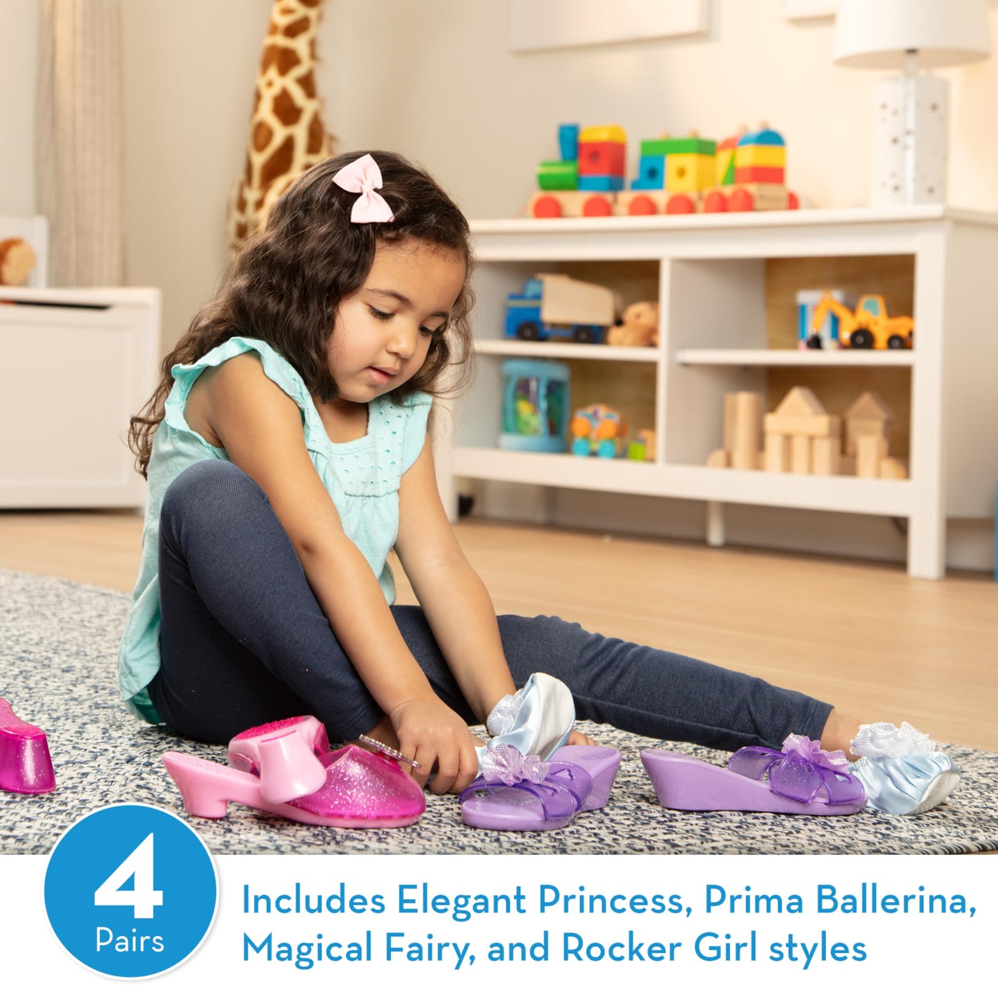Melissa & Doug Role Play Collection - Step In Style! Dress-Up Shoes Set (4 Pairs), Multicolored, 11' X 12' X 4.5' Packaged