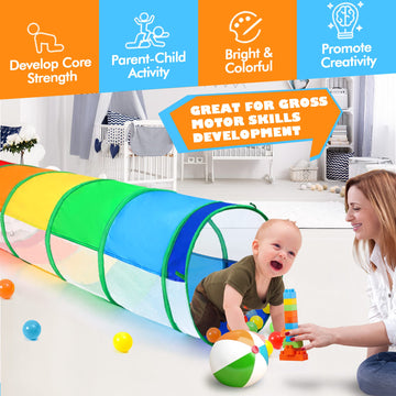Play Tunnel For Toddlers 1-3, Kids Tunnel Crawling Indoor Outdoor Mesh See Through Baby Tunnel Pop Up Play Tent Crawl Tunnel Toy