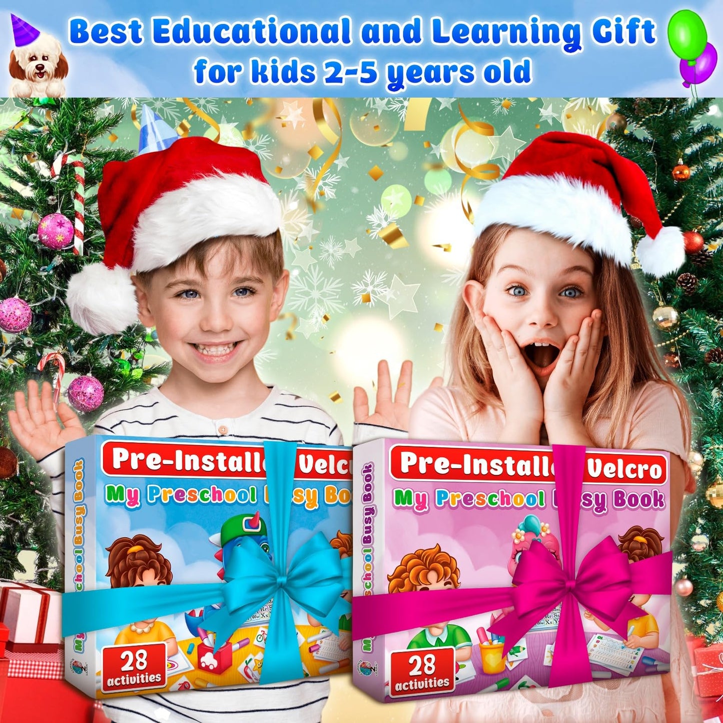 Curious 2 Learn Montessori Pre-Assembled Busy Book For Toddlers Ages 3 And Up, Pre K Preschool Learning Activities Book - Autism Sensory Learning & Education Toys Kindergarten Workbook (Blue)