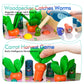 Amtreen 6-In-1 Wooden Montessori Toys For 1 Year Old, Whack-A-Mole Game | Play The Xylophone | Frog Clock | Carrot Harvest Game | Spinning Gear, Toddler Toys Aged 1-4, Baby Toy Gift For Early Learning