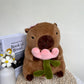 Arkdorz 12" Cute Capybara Plush Toy - Soft Cotton Stuffed Animal with Rose, Kawaii Design
