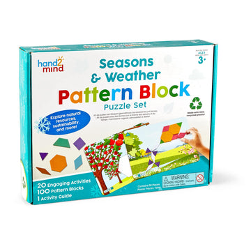 Hand2Mind Seasons And Weather Pattern Block Puzzle Set, Tangram Puzzle, Geometric Shapes For Kids, Pattern Blocks Cards, Pattern Play, Toddler Battern Blocks, Kindergarten Learning Activities