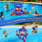 American Flag Pool Toys Games For Kids Adult 2-In-1 Floating Basketball Hoop Inflatable Cross Ring Toss Games Set Summer Swimming Pool Water Games Toys