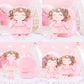Gloveleya Toddler Backpack Baby Girl Gift Plush Bag Diaper Bag With Spring Girl Doll Curly Hair Girl Toys With Love Pink 9 Inches