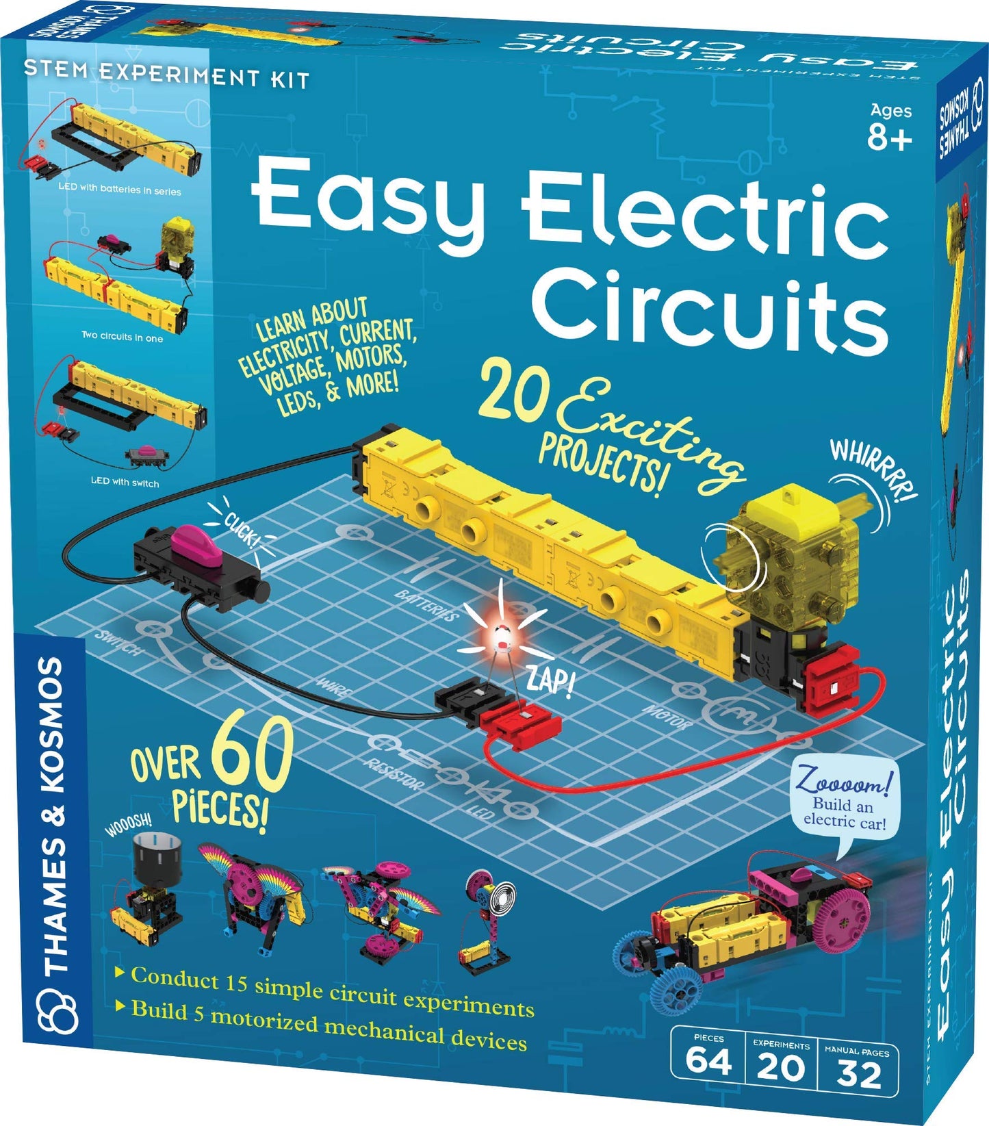 Thames & Kosmos Easy Electric Circuits STEM Kit - 15 Experiments, 5 Motorized Models, Plastic, Model 550041, Innovative Building System