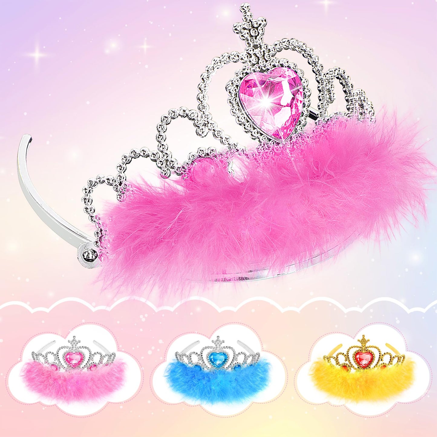 Princess Dress Up Shoes Set, Girls Role Play Dress Up Toys,Toddler Pretend Play Crown Kit Gift Set For Little Girls Aged 3-6 Yea