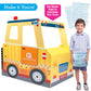 Construction Truck Wooden Playset w 60+ Toy Pieces- Pretend Hammer Saw Bolts & Screws- Spinning Turn Saw, Steering Wheel, Wood t