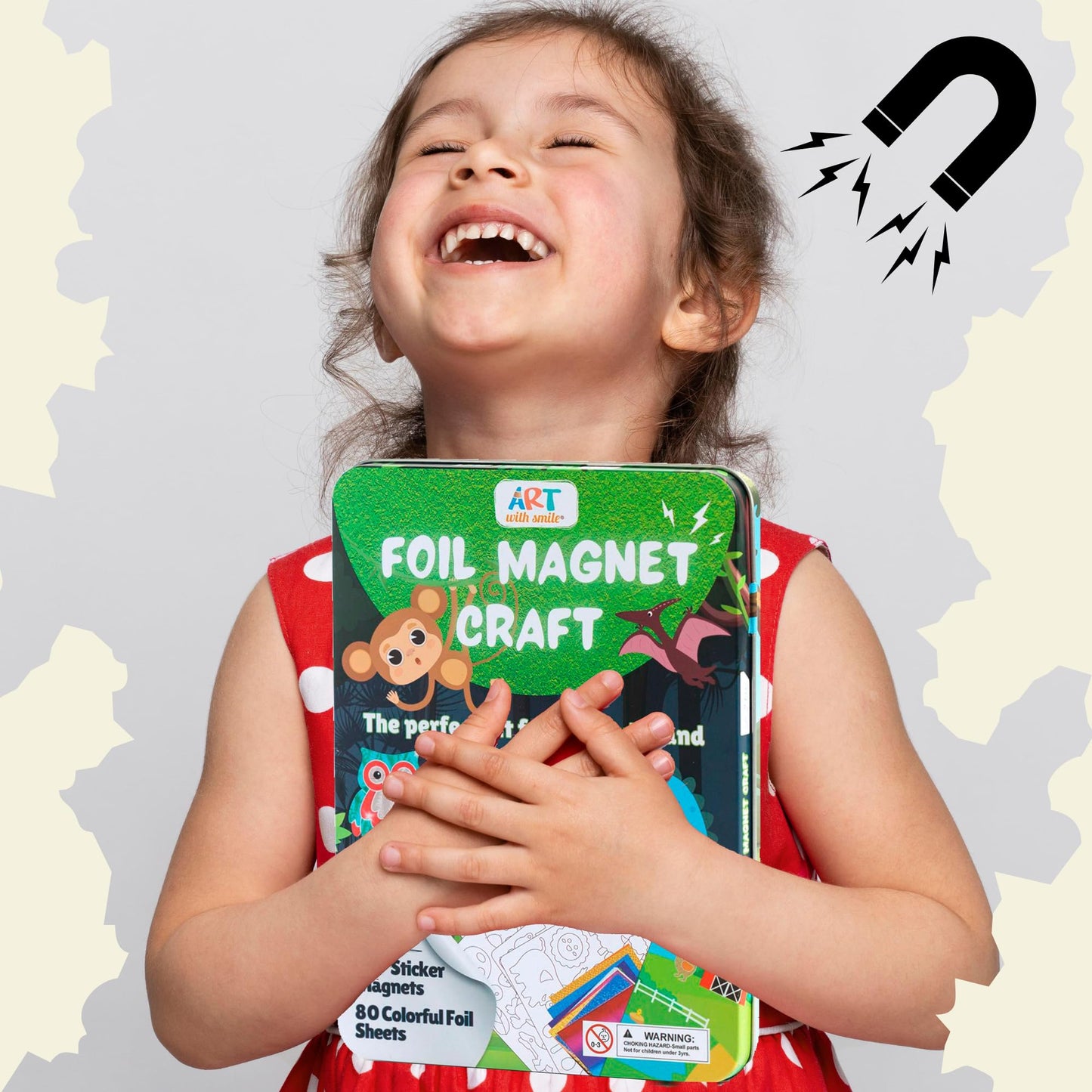 Foil Fun Art Kit for Kids - Reusable Animal Foil Art for Girls & Boys, DIY Mess-Free Girls Craft Kit w/Magnets, Ideal Travel Toy