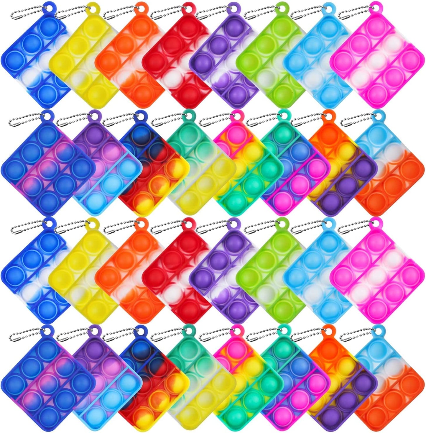 12Pcs Random Color Mini Pop Keychain Fidget Toy Push Bubble Pop Silicone Squeeze Sensory Toys Make Fun For Kids Anxiety Stress Reliever For Adults