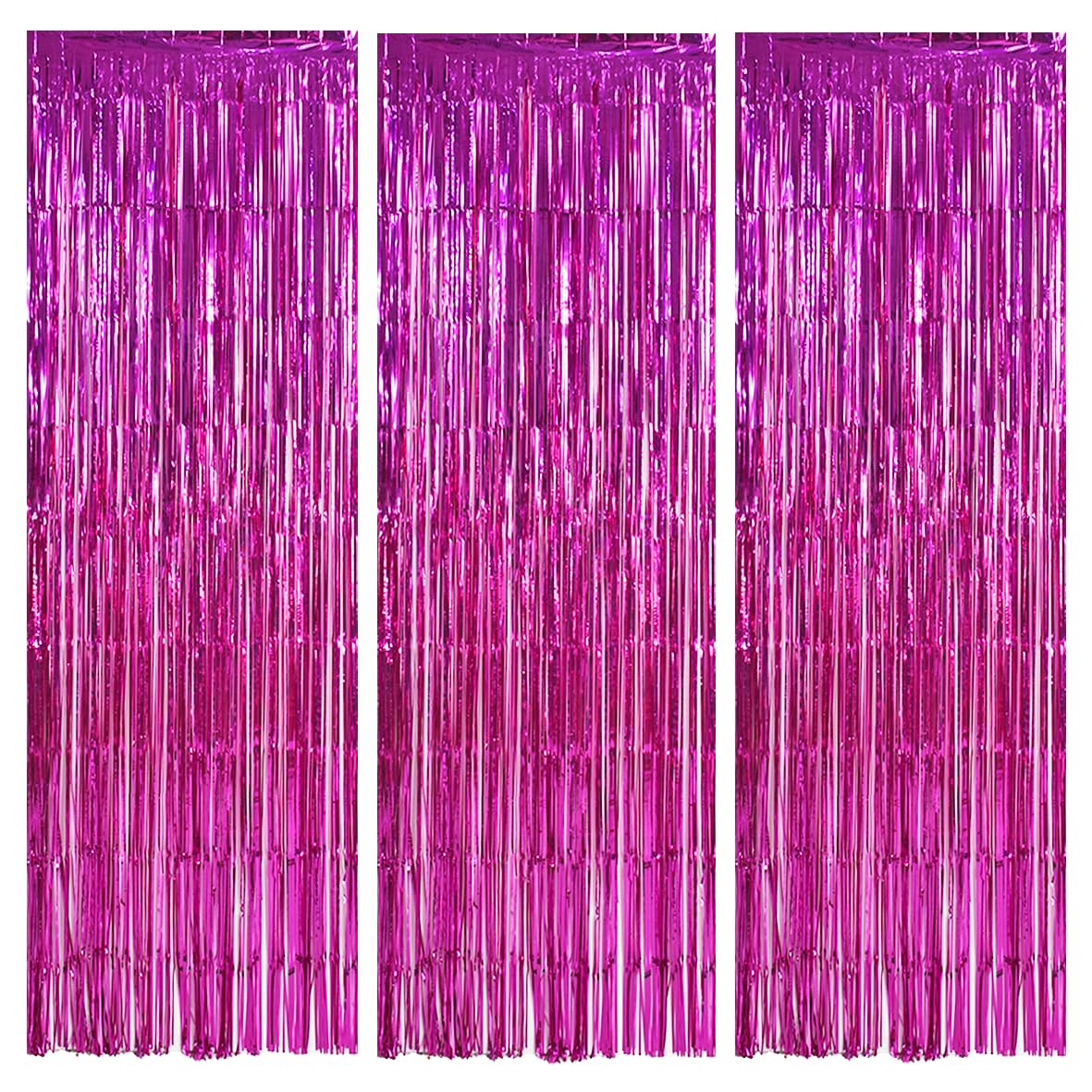 TONIFUL 3-Pack Door Streamers, Metallic Photo Booth Backdrop with Foil Fringe Curtain for Birthday, Bridal Shower, Bachelorette 