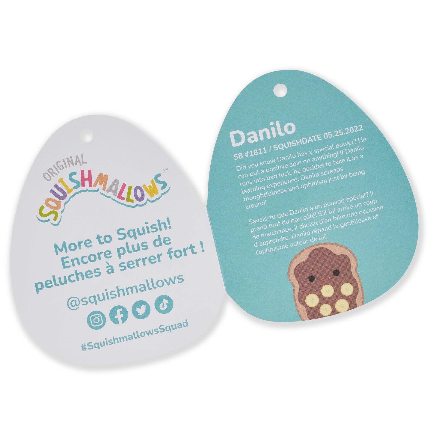 Squishmallows Original 8-Inch Danilo Chocolate Banana Toast - Official Jazwares Plush