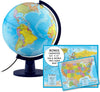 Waypoint Geographic Scout+ Illuminated With Map, World Globe For Kids, Decorative Classroom Globe With Stand, More Than 4000 Places, 12” Interactive Globe, Bonus Map Included, Blue