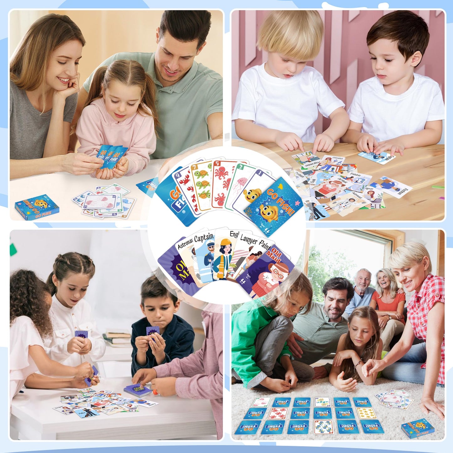 Card Games,Go Fish And Old Maid Card Game For Kids Ages 4-8,Fun Classic Interactive Games For Kids Toddlers Adults,Perfect For S