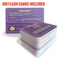 Explore To Win Spanish Flash Cards Set – 100 Cards, Audio & eBook, 4x2.5x2.5 in, Purple, Learn Common Verbs & Phrases