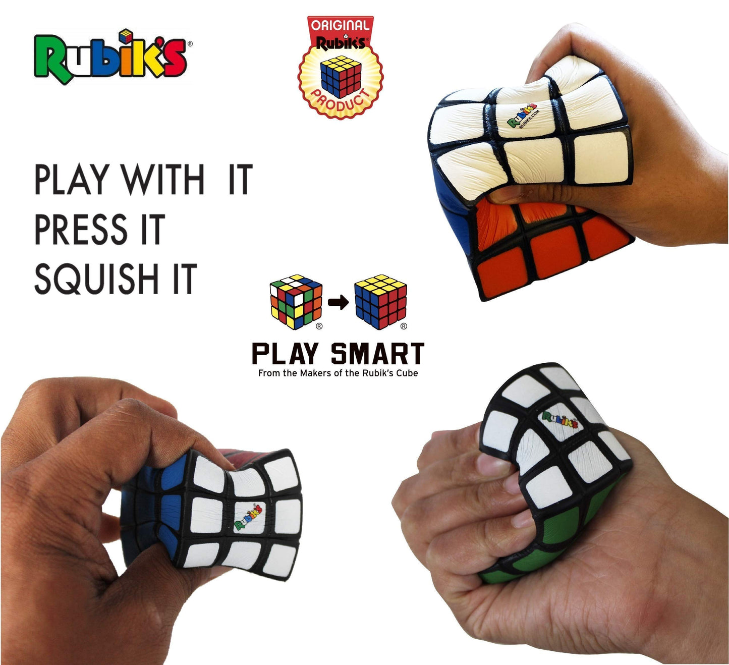 Rubik's Cube 3 Piece Gift Set | Squishy Cube, Infinity Cube, Spin Cublet | One Size, Red, Model 91400, Plastic