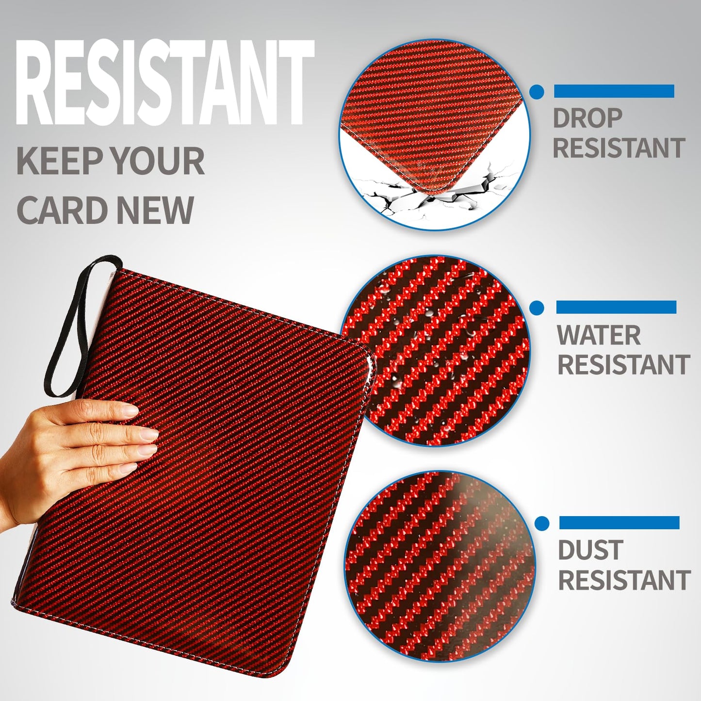 Card Binder for Toploaders  Portable 4 Pockets Trading Card Holder Albums for Sports  Trading  and Gaming Cards Red