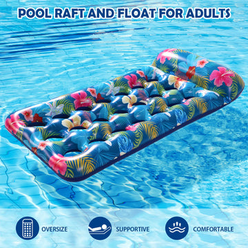Inflatable Pool Floats Raft - Oversized For Adults, Cooling Pool Float Contour Lounger With Headrest For Swimming Pool, Lake, Su