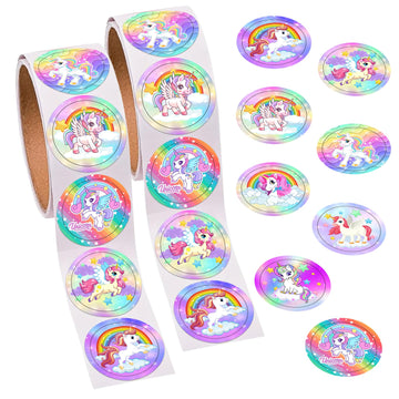 Playbees Unicorn Emoticon Sticker Rolls Reward Stickers Unicorn Party Supplies Mailing Seal Sticker 1.5 Inch Decal Stickers 200